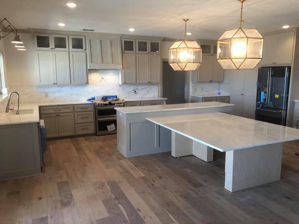 new home countertop installation with granite
